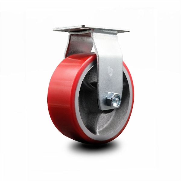 5 Inch Red Poly on Cast Iron Wheel Rigid Caster with Ball Bearing SCC